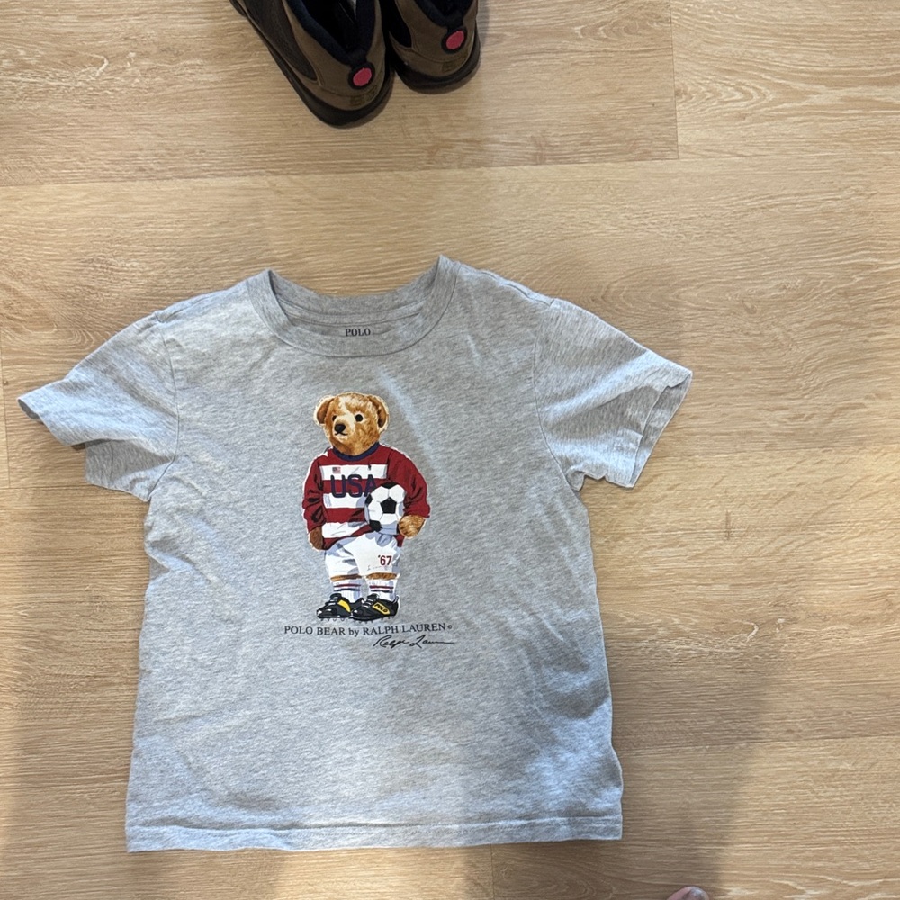 Polo by Ralph Lauren Kids Gray Tee with Bear Design